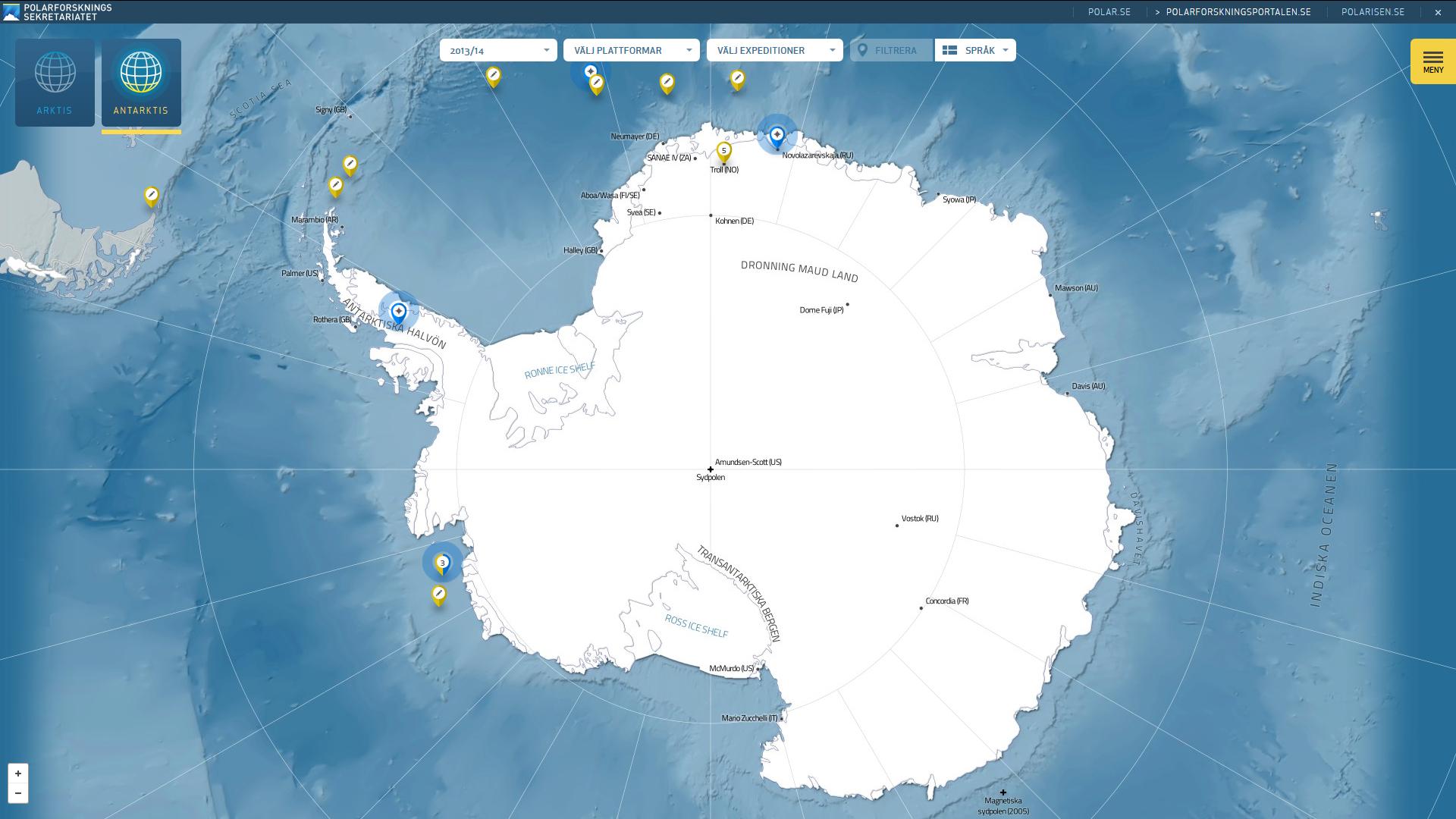 Karta över Antarktis. (Foto: Polarfoskningssekretariatet)