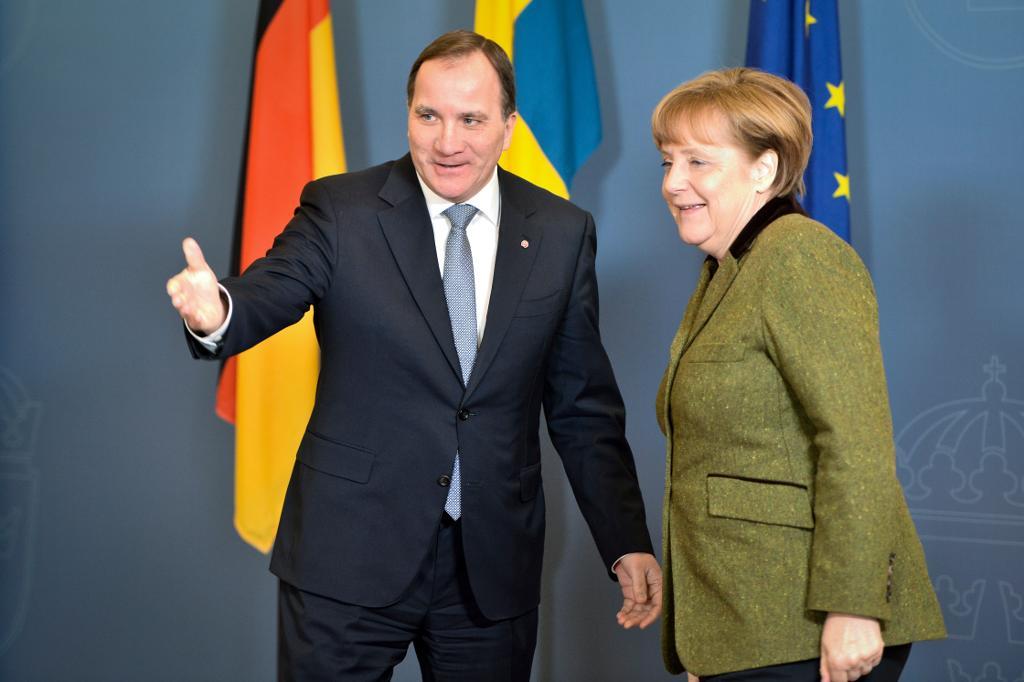 Stefan Löfven och Angela Merkel i Stockholm. (Foto: Henrik Montgomery/TT)
