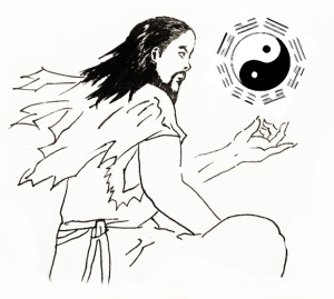 Fu Xi skapar de åtta trigrammen och de två kosmiska krafterna yin och yang. (Leo Timm/Epoch Times)