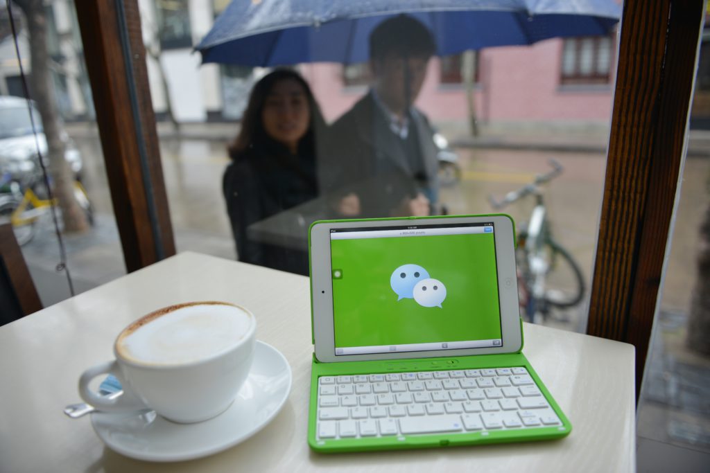 WeChat-loggan på en bärbar dator. (Foto:Peter Parks/AFP/Getty Images)