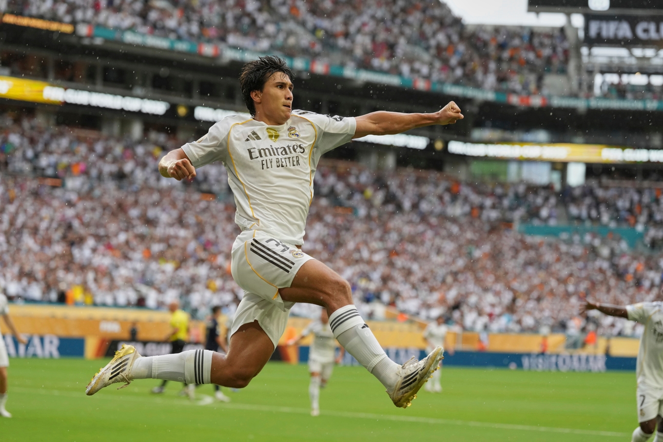Gonzalo García firar sitt mål mot Juventus i klubblags-VM. Foto: Rebecca Blackwell/AP/TT