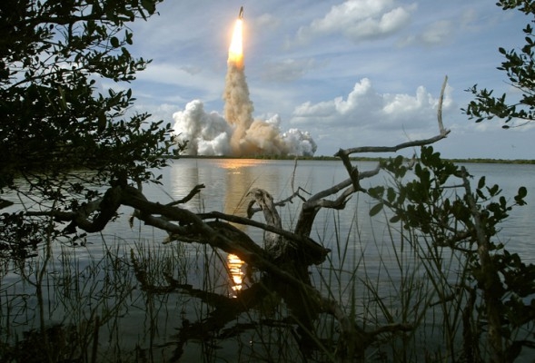 Atlantis lyfte på torsdagen, efter en lång väntan på rätt förutsättningar. (Foto: AFP)