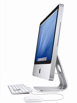 Den nya datorn kommer i 20- och 24-tumsskärm och är tunnare än den gamla modellen. Materialet uppges bland annat vara återvinningsbart glas och aluminium. (Foto: Apple.com)
