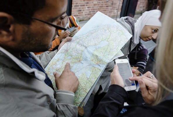 Nyanlända flyktingar till Malmö 10 september, 2015. Den senaste veckan har 7 000 personer sökt asyl. Foto: Ola Torkelsson/AFP/Getty Images