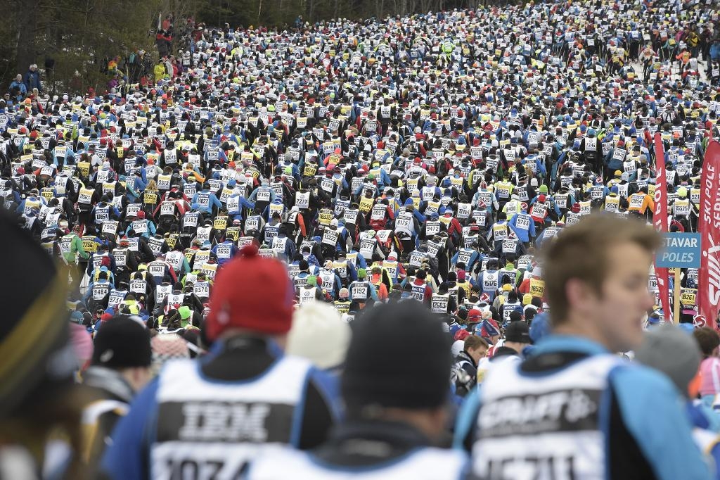 Som vanligt är det så här det lär se ut vid starten av Vasaloppet. (Foto: Ulf Palm/TT)