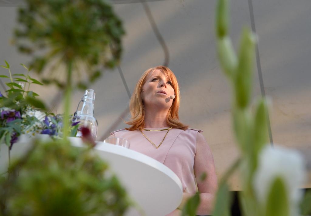 Centerns partiledare Annie Lööf håller sitt tal i Almedalen. (Foto: Janerik Henriksson)