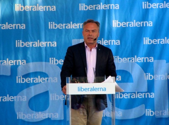 FP-ledaren Jan Björklund i Almedalen. (Foto: Aron Lamm/Epoch Times)