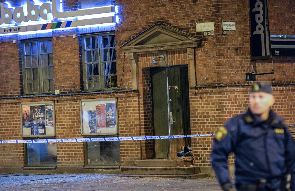 Nattklubben Babel i centrala Malmö fick stora skador sedan en sprängladdning detonerats. (Foto: Johan Nilsson / TT)