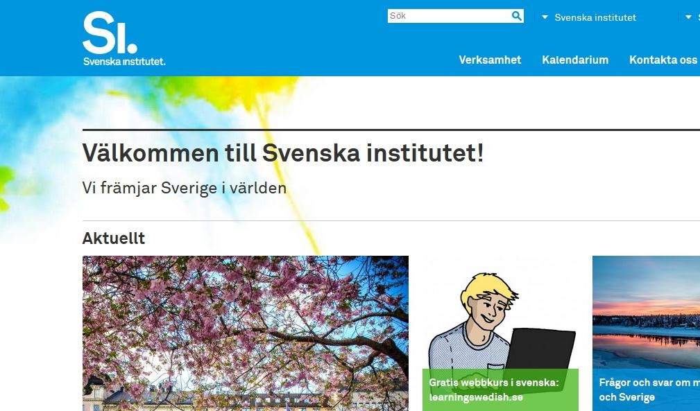 


Svenska Institutets webbsida. Foto: skärmdump                                                                                                                                    