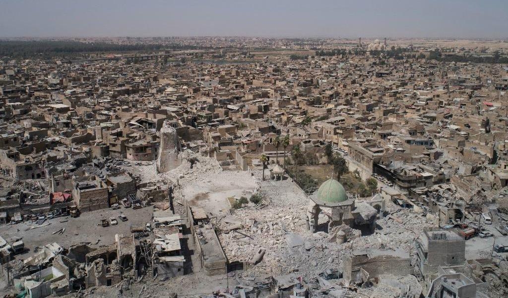 Irakiska styrkor säger sig ha intagit den förstörda al-Nurimoskén i Mosul från IS. Foto: Felipe Dana/AP/TT