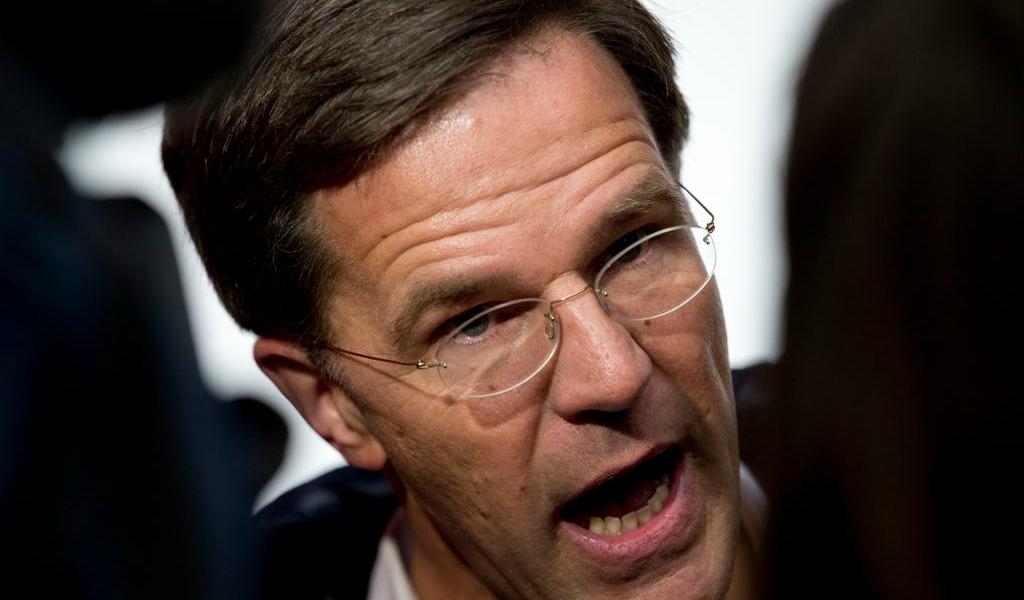 
Nederländernas premiärminister Mark Rutte i en tv-intervju under valkampanjen i mars. Foto: Peter Dejong/AP/TT                                            