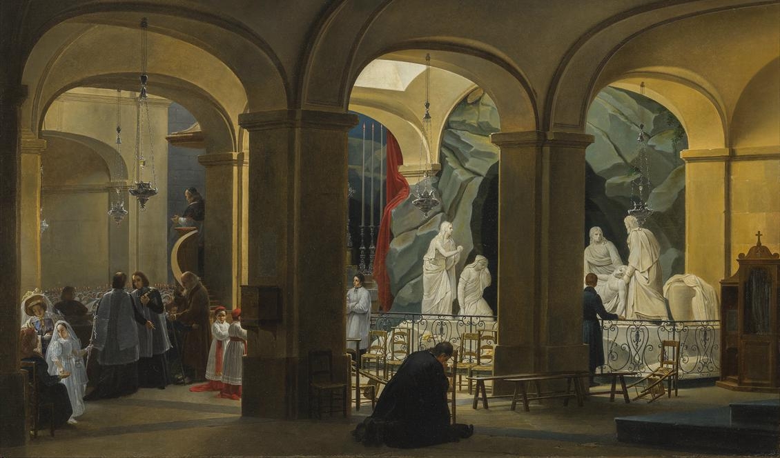 Charles-Marie Bouton: "Den första nattvarden i kryptan i kyrkan St Roch i Paris", detalj. Foto: Anna Danielsson/Nationalmuseum