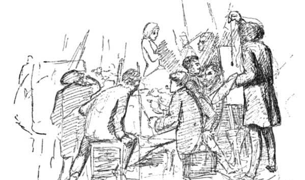 


Detalj av en illustration i Felix Moscheless bok "In Bohemia with Du Maurier"(1) från 1896.                                                                                                                                    