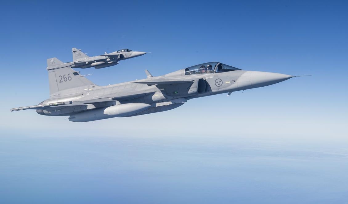 
Ett Gripenplan har störtat utanför Ronneby i Blekinge. Foto: Lars Pehrson/SvD/TT-arkivbild                                            