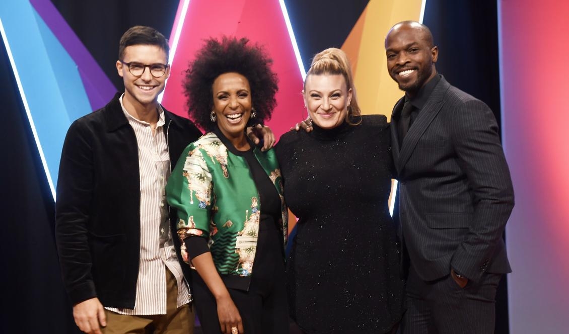 

Eric Saade, Marika Carlsson, Sarah Dawn Finer och Kodjo Akolor leder Melodifestivalen 2019. Foto: Fredrik Sandberg/TT                                                                                        