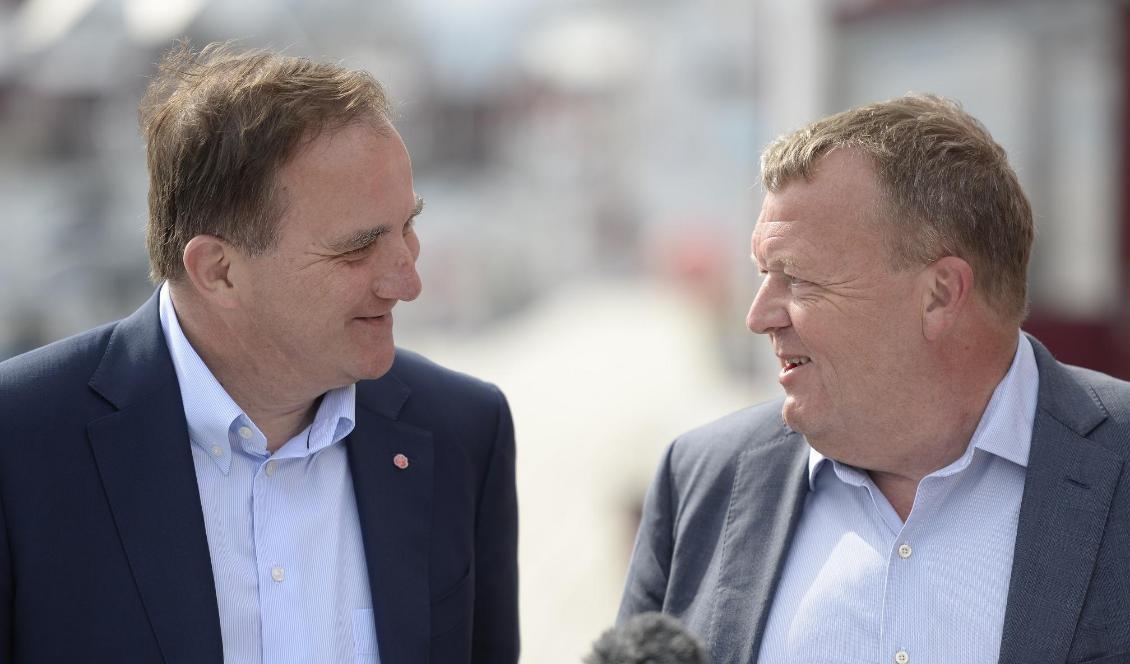 Statsminister Stefan Löfven (S) och Danmarks statsminister Lars Løkke Rasmussen (Venstre) i Örnsköldsvik i fjol. Foto: Erik Mårtensson/TT