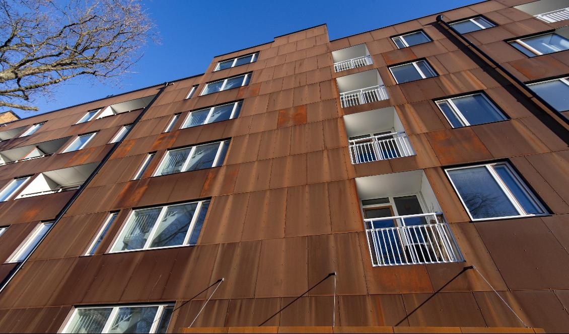 
MKB:s hus med rostfasad i Malmö tilldelades på tisdagen Kasper Kalkon-priset som årets fulaste. Foto: Johan Nilsson/TT                                                
