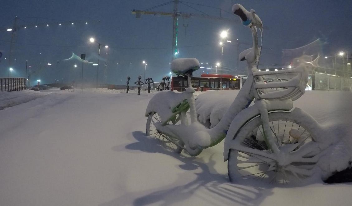 På söndagen var Stockholm täckt av ett vitt täcke efter nattens och morgonens snöfall. Foto: Marko Säävälä/TT
