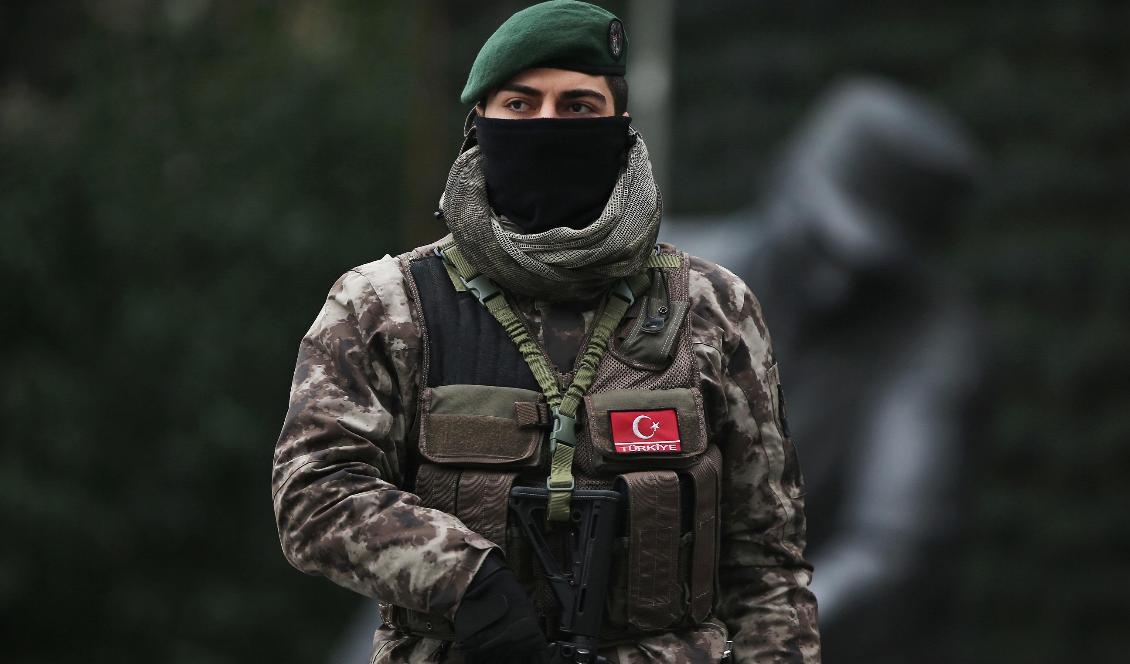 En turkisk polis i Istanbul. Foto: Lefteris Pitarakis/AP/TT-arkivbild