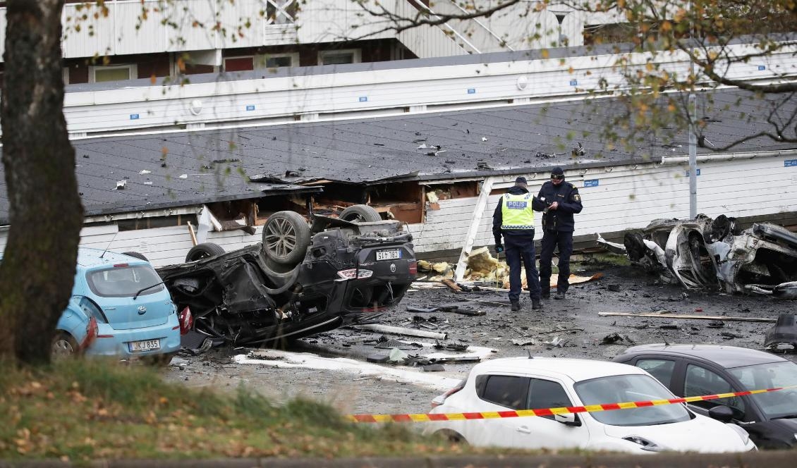 Polisen utreder en explosion i Landvetter. Foto: Adam Ihse/TT