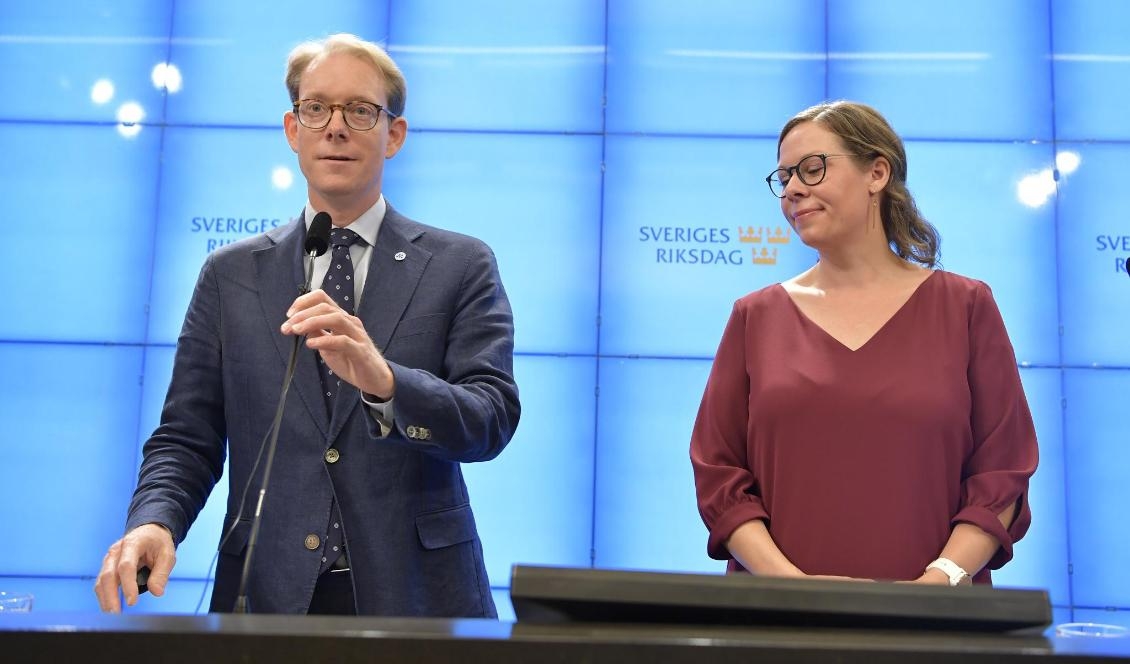 Moderaternas gruppledare i riksdagen Tobias Billström och partiets migrationspolitiska talesperson Maria Malmer Stenergard. Foto: Jessica Gow/TT-arkivbild
