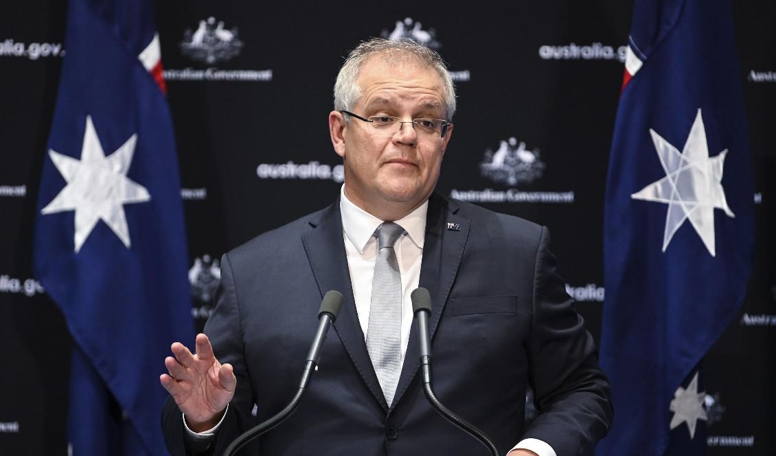 Australiens premiärmonister Scott Morrison. Foto: Lukas Coch/AP/TT-arkivbild