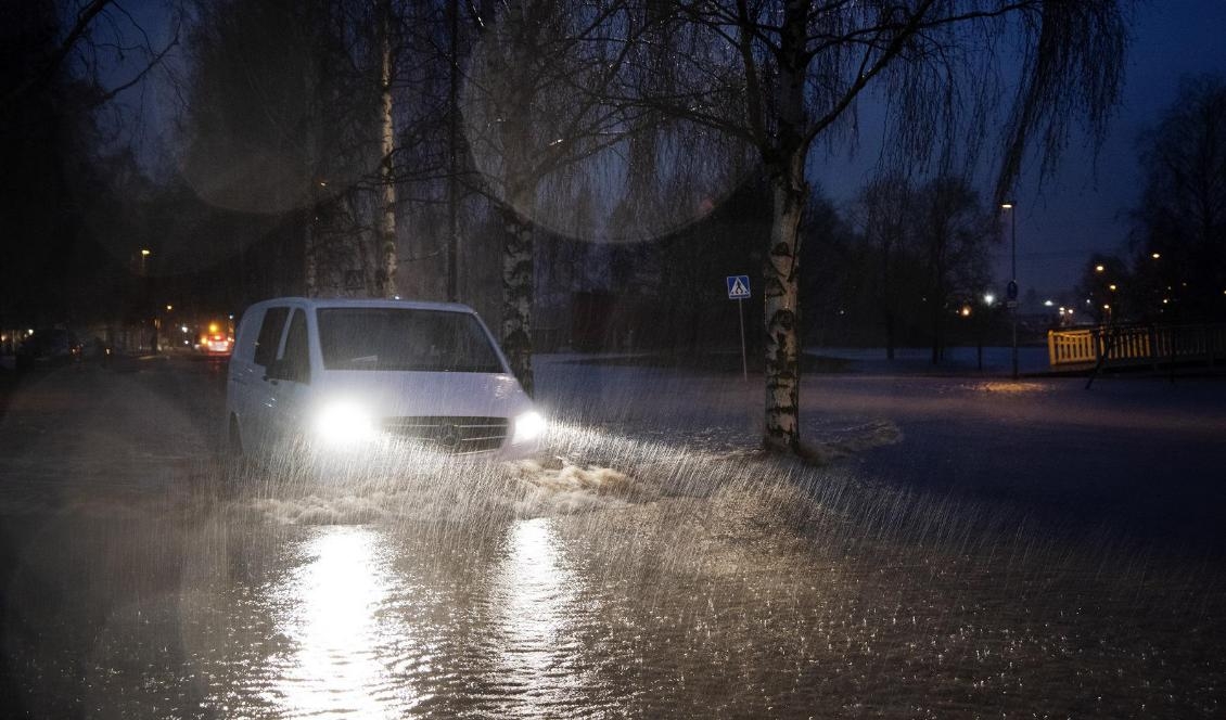 Översvämning i stadsdelen Rödäng i Umeå. Foto: Erik Abel/TT