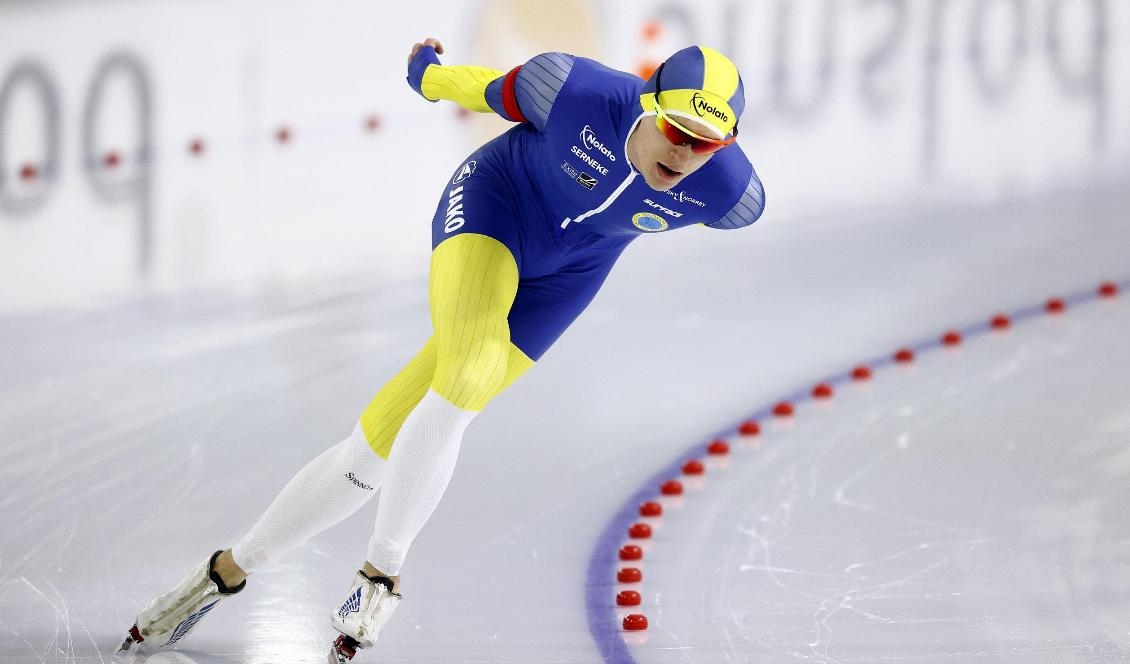 Nils van der Poel under guldloppet över 5000 meter i Heerenveen i Nederländerna. Succén fullbordades sedan med guld och världsrekord på 10 000 meter. Foto: Vincent Jannink ANP/AFP via Getty Images