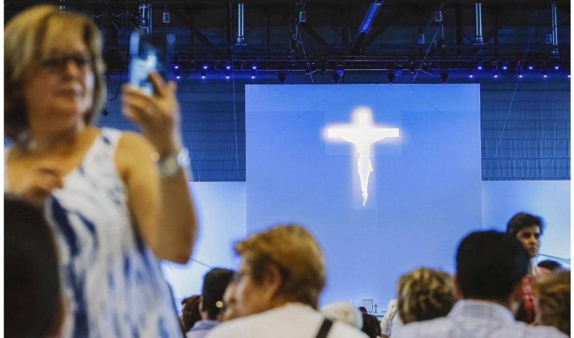 Bilden är från Kyrkans Världsråds (WWC) 70-årsjubileum, strax innan påven Franciskus ska hålla mässa, Genève, 21 juni 2018. Foto: Pierre Albouy/AFP via Getty Images