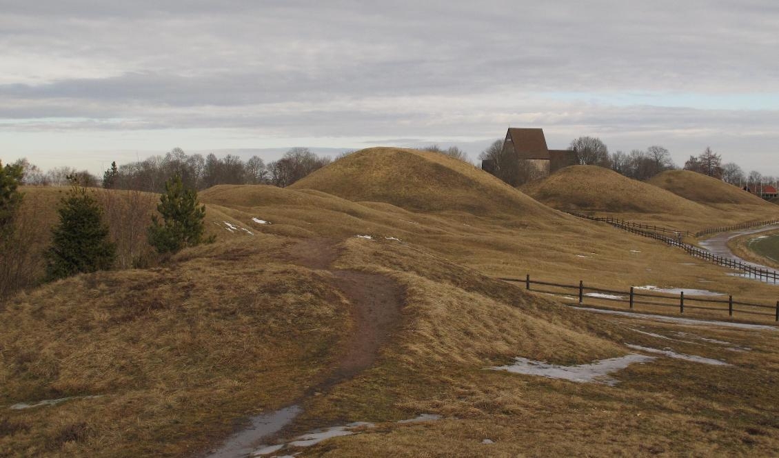 
Gamla Uppsala museum ligger bredvid de tre kungshögarna. Vi vet inte vilka som ligger begravda där men länge fanns det myter om att de innehåller lämningar av hednagudar. Foto: Grtek                                            