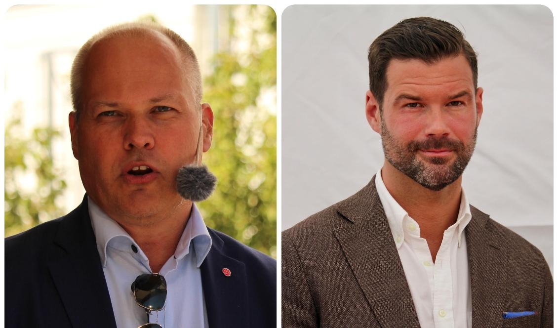 Inrikes- och justitieminister Morgan Johansson (S) och Moderaternas rättspolitiske talesperson Johan Forssell. Foto: Epoch Times.