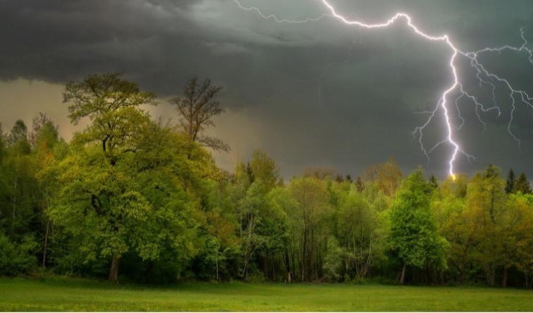 Åska ska man ha respekt för och söka skydd inomhus eller i en bil. Om det inte går, undvik öppna fält, vatten, höga träd och ledande föremål.  Foto: Vattenfall