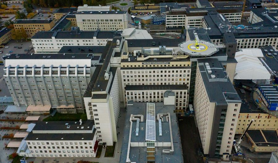 Drönarbild av Norrlands universitetssjukhus. Foto: Region Västerbotten.