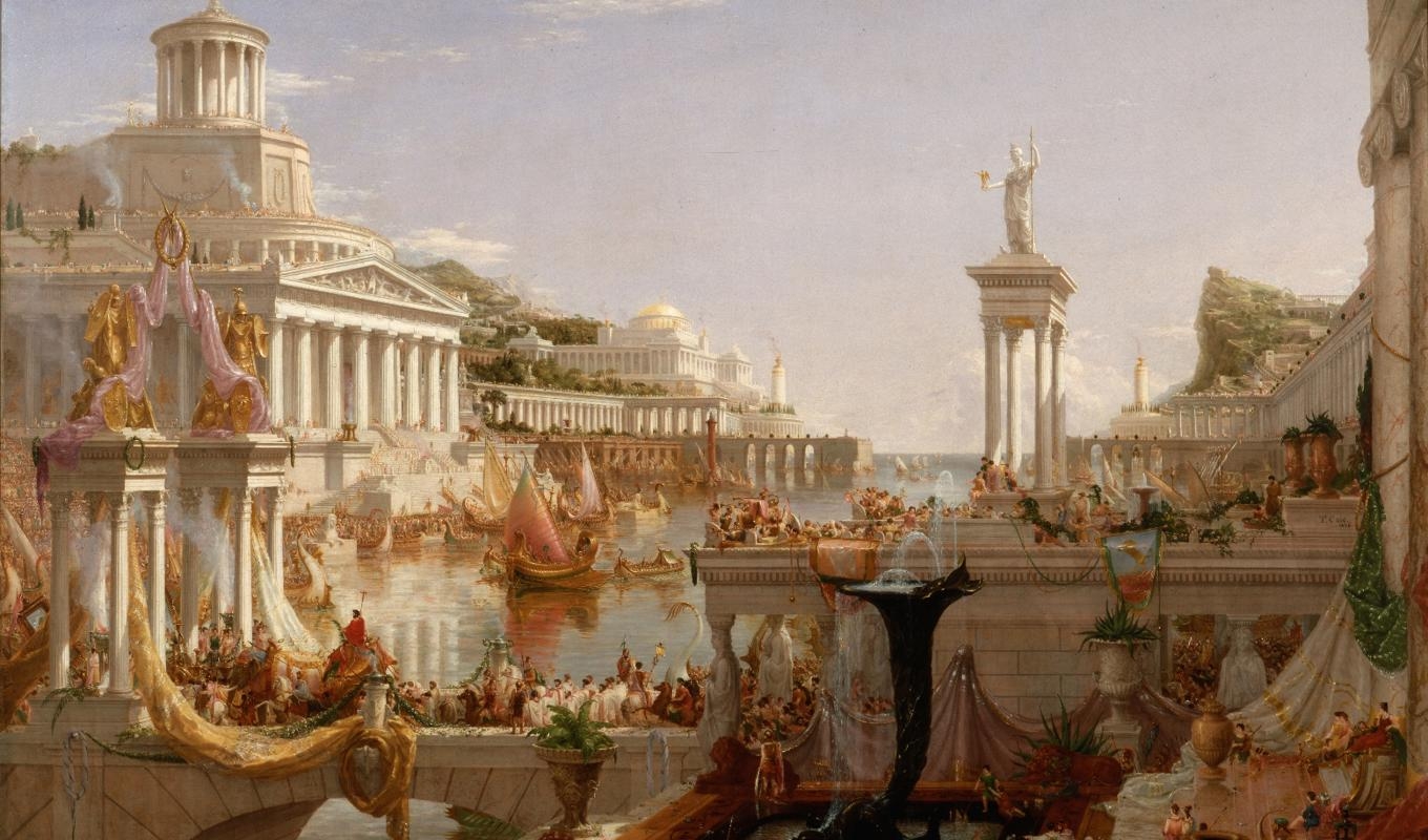 Tredje målningen i svit med samhällets utveckling: ”The Consummation of Empire”, cirka 1834, av Thomas Cole. Foto: Public Domain