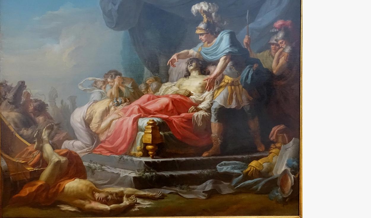 ”Akilles uppvisar Hektors kropp vid Patroklos fötter.” Oljemålning på duk från 1769 av Jean Joseph Taillason. Krannert Art Museum i Champaign, USA. Foto: Public Domain