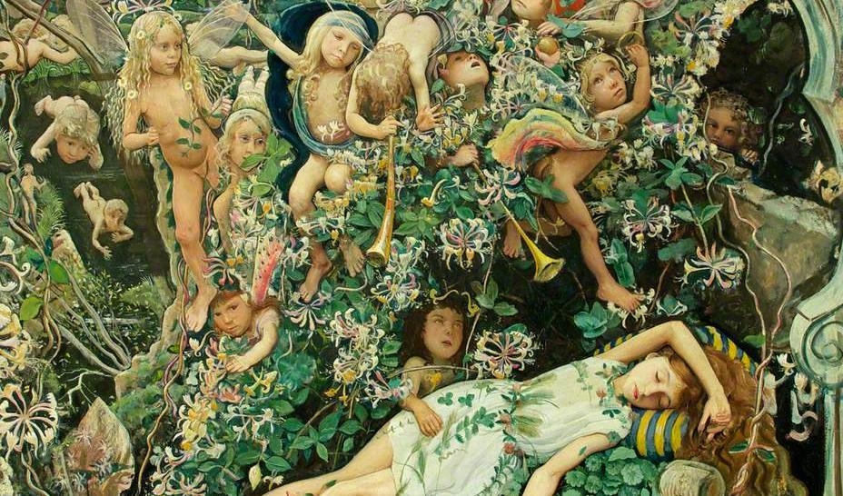 ”A fairy tale” är målad någon gång mellan 1925 och 1935. Älvorna antar änglalika gestalter i detta konstverk. Foto: Mark Lancelot Symons