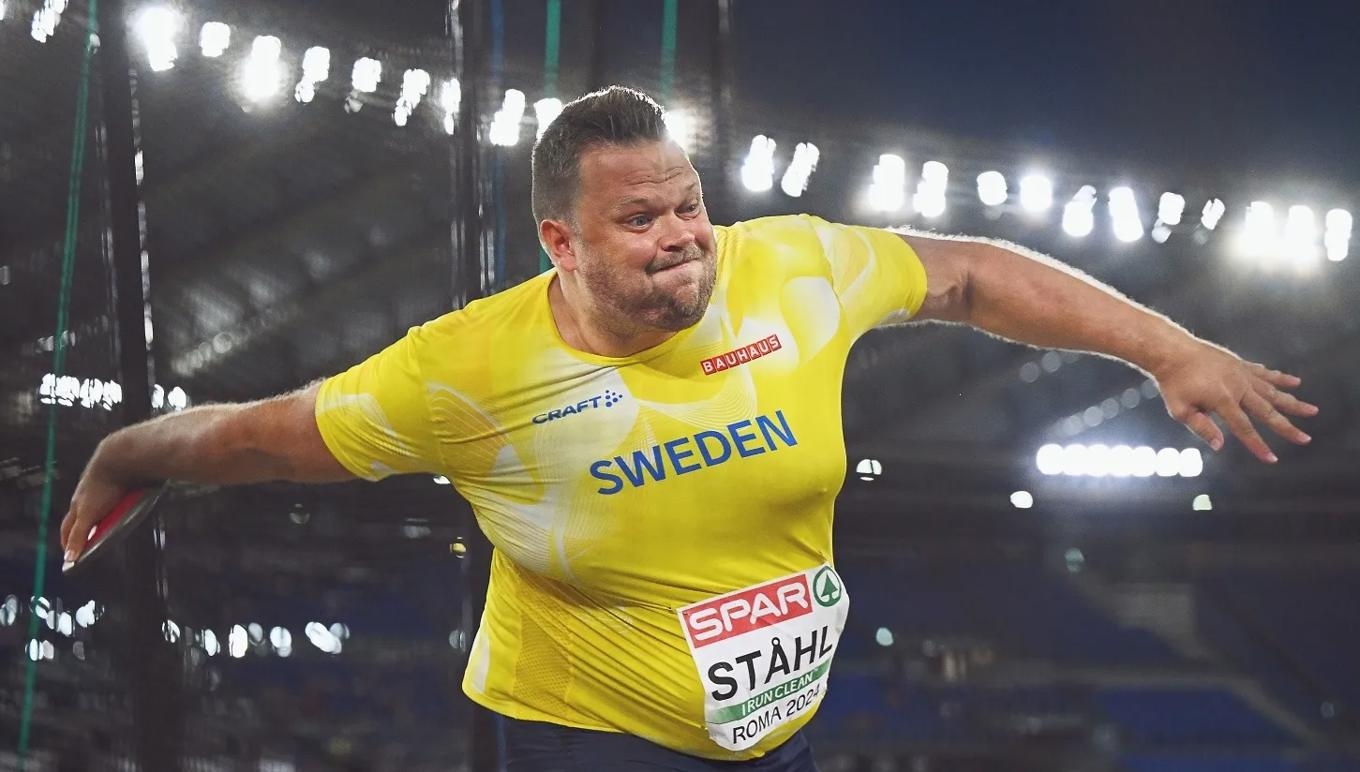 Daniel Ståhl tar i för kung och fosterland vid EM i Rom, och för att kunna kasta så långt som möjligt måste han få musklerna att samspela. Foto: Matti Ozbot/Getty Images forEuropean Athletics