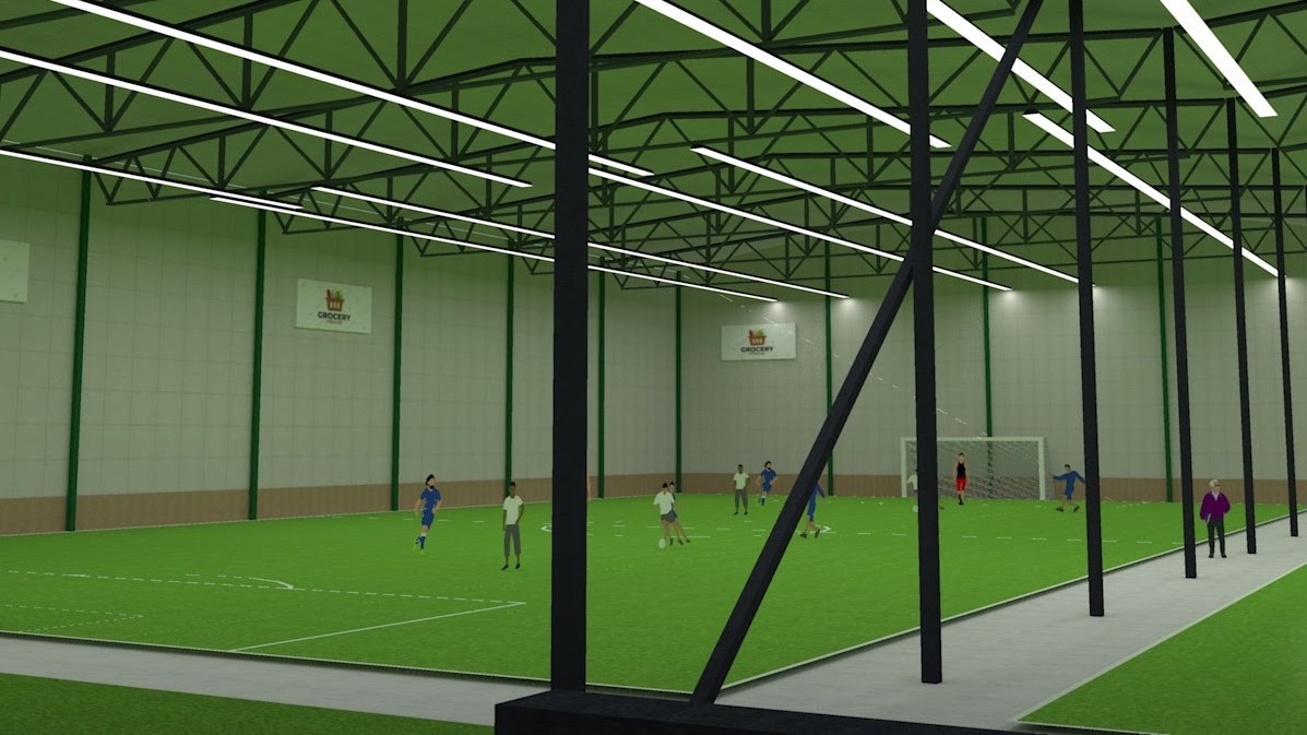 Den nya inomhushallen för fotboll i Upplands Väsby blir störst i Stockholm. Foto: Ultimate Football/Pressbild