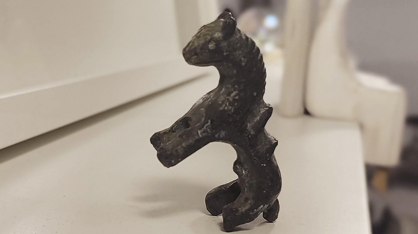 ”Holmgårdsmärra” hittades med metalldetektor och är ett norskt viktlod från 1200–1300-talet. Foto: Privat
