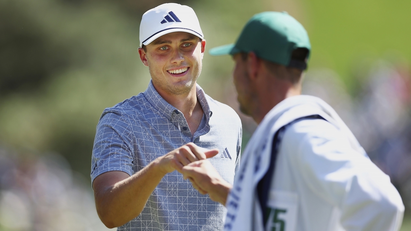 Ludvig Åberg kom tvåa i The Masters förra året, nu är han en av favoriterna till att ta hem Major-tävlingen. Jesper Parnevik tror på sin landsman. Foto: Maddie Meyer/Getty Images