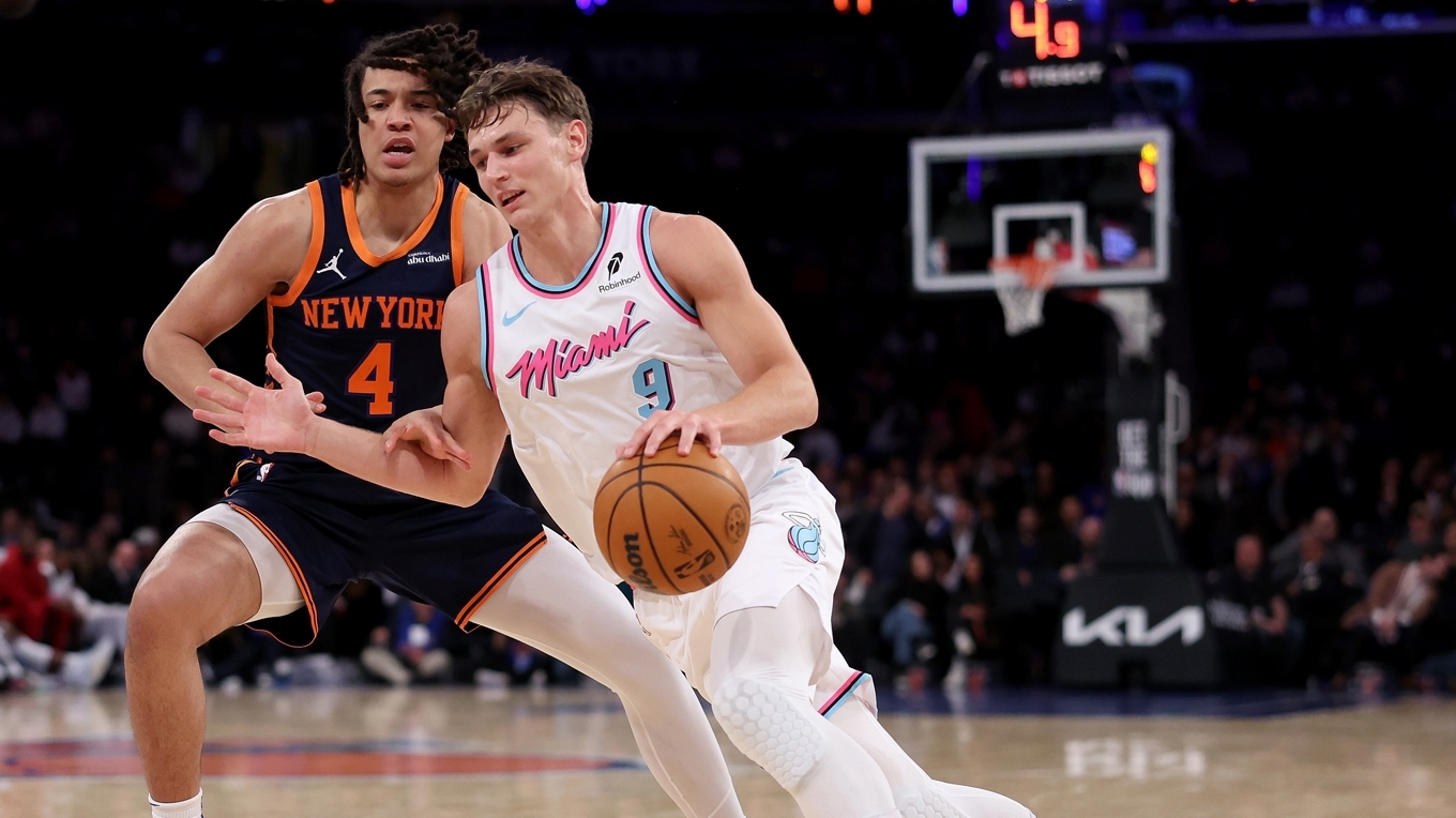 Svenske Pelle Larsson gör, mot alla odds, succé i Miami Heat. Han har gjort 251 poäng på 55 matcher och snittar över 14 minuter per match. Foto: Elsa/Getty Images