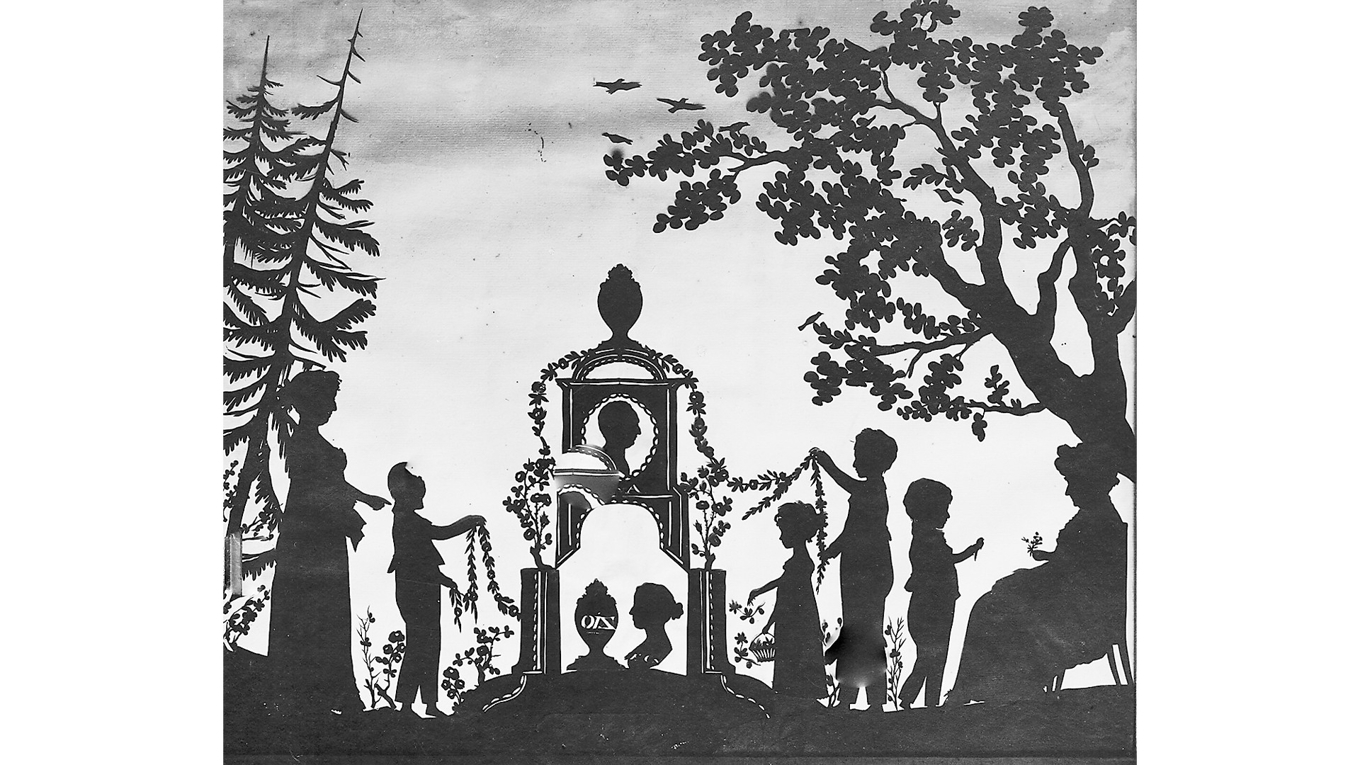 I minnets hägn möts generationerna som i en silhuett. Okänd konstnär. Foto: Nationalmuseum