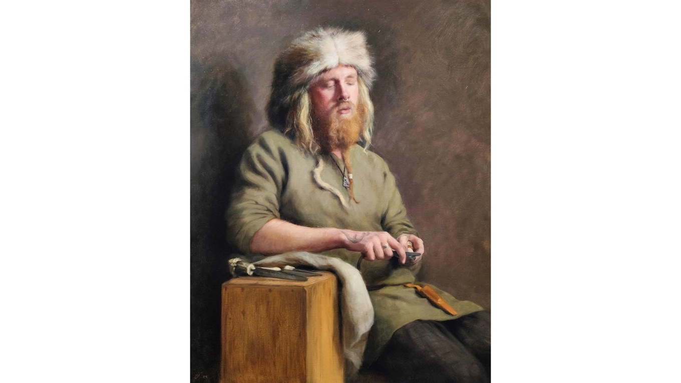 Elsa Thunander är utbildad vid The Swedish Academy of Realist Art och är en av de konstnärer som deltar i den jurybedömda konstsalongen på Marstrand i augusti. Här syns hennes oljemålning ”Handicrafter”. Foto: Elsa Thunander