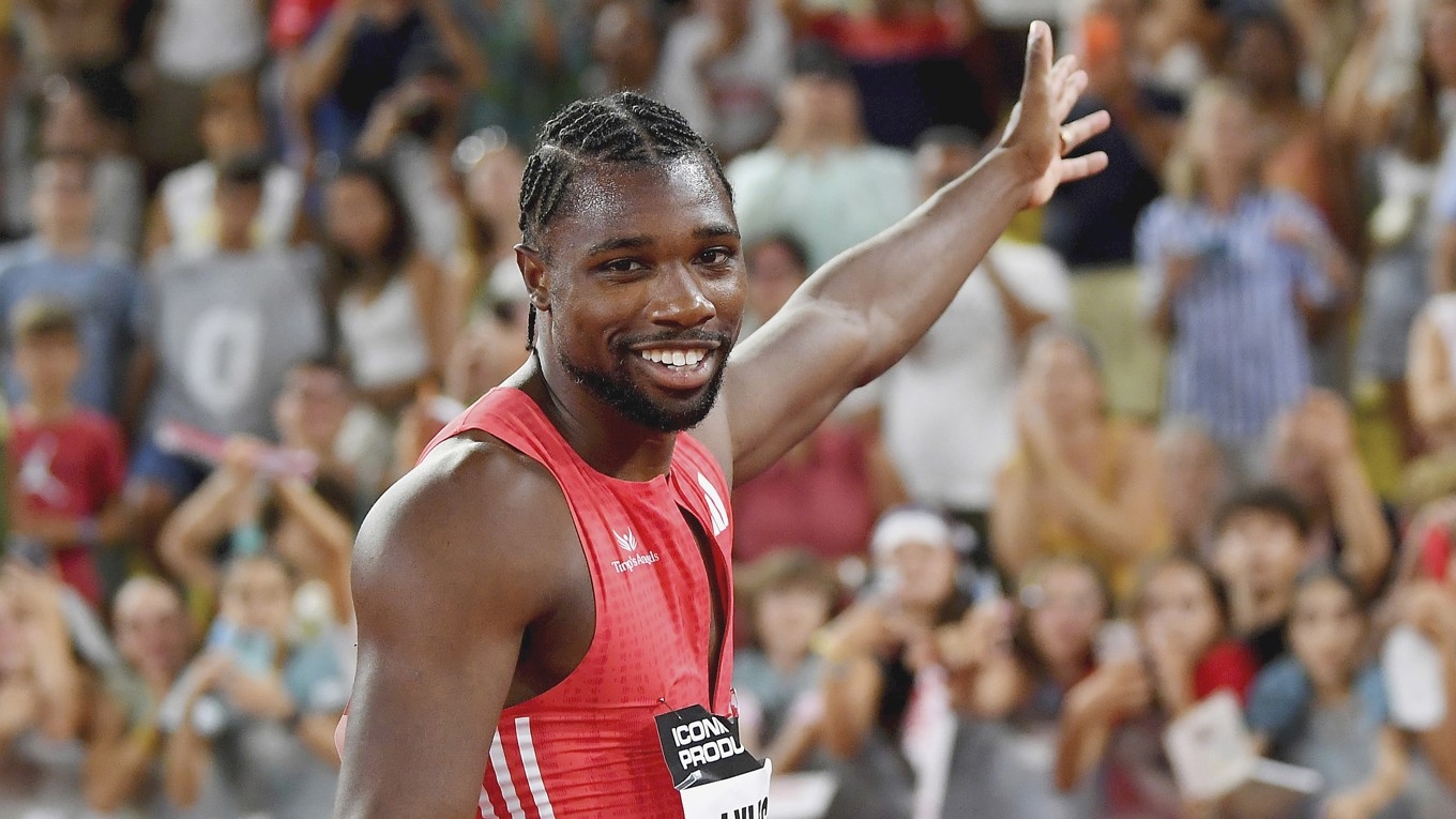 Noah Lyles efter segern på 200 meter i Monaco. Den amerikanska världsstjärnan gör nu sin efterlängtade comeback på 100 meter i London. Foto: Valerio Pennicino/Getty Images