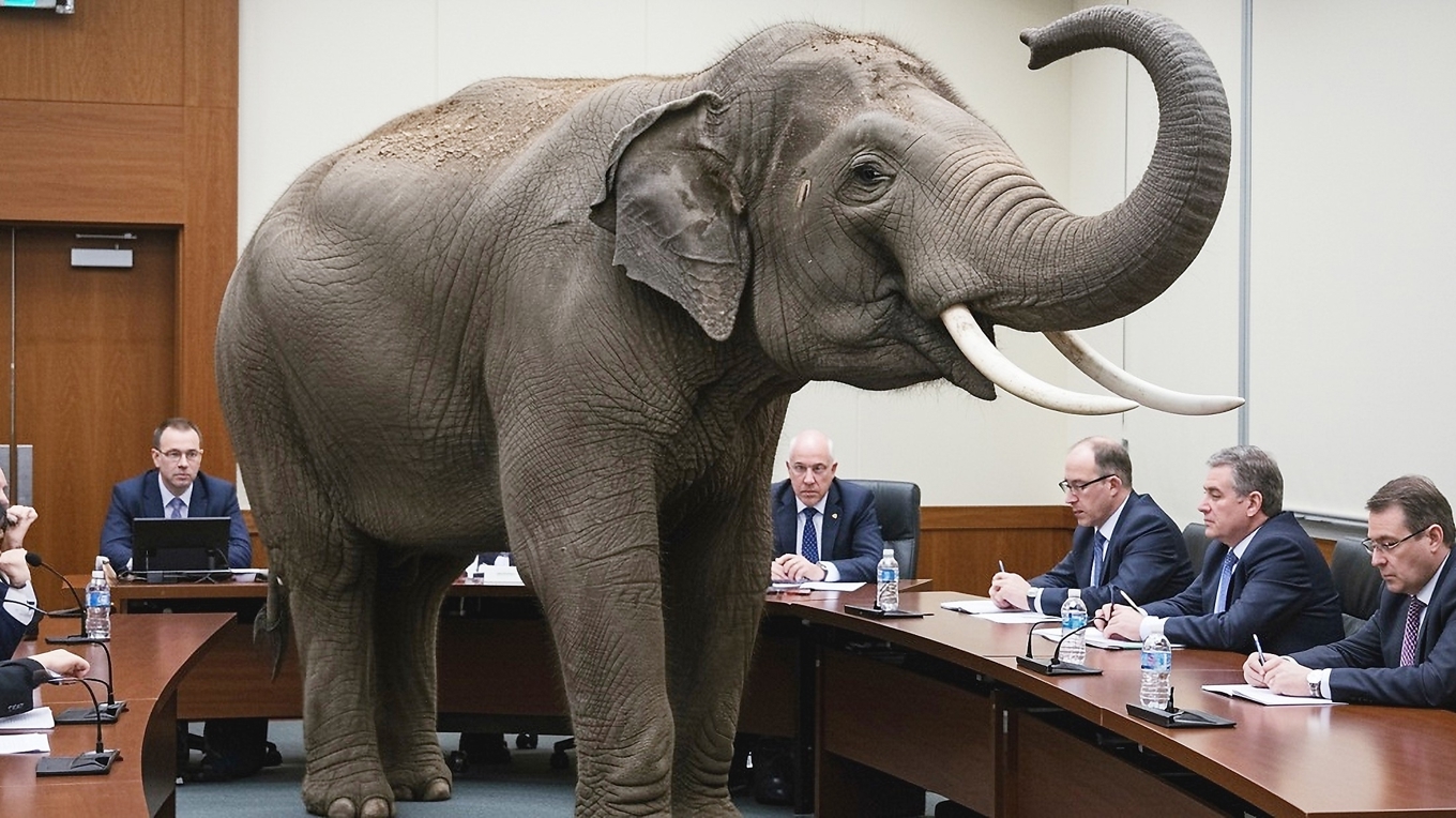 I den kulturpolitiska debatten är ”elefanten i rummet” en stor koloss som skymmer sikten och hindrar nytänkande och progression. (Bilden är framtagen via AI). Foto: Shutterstock