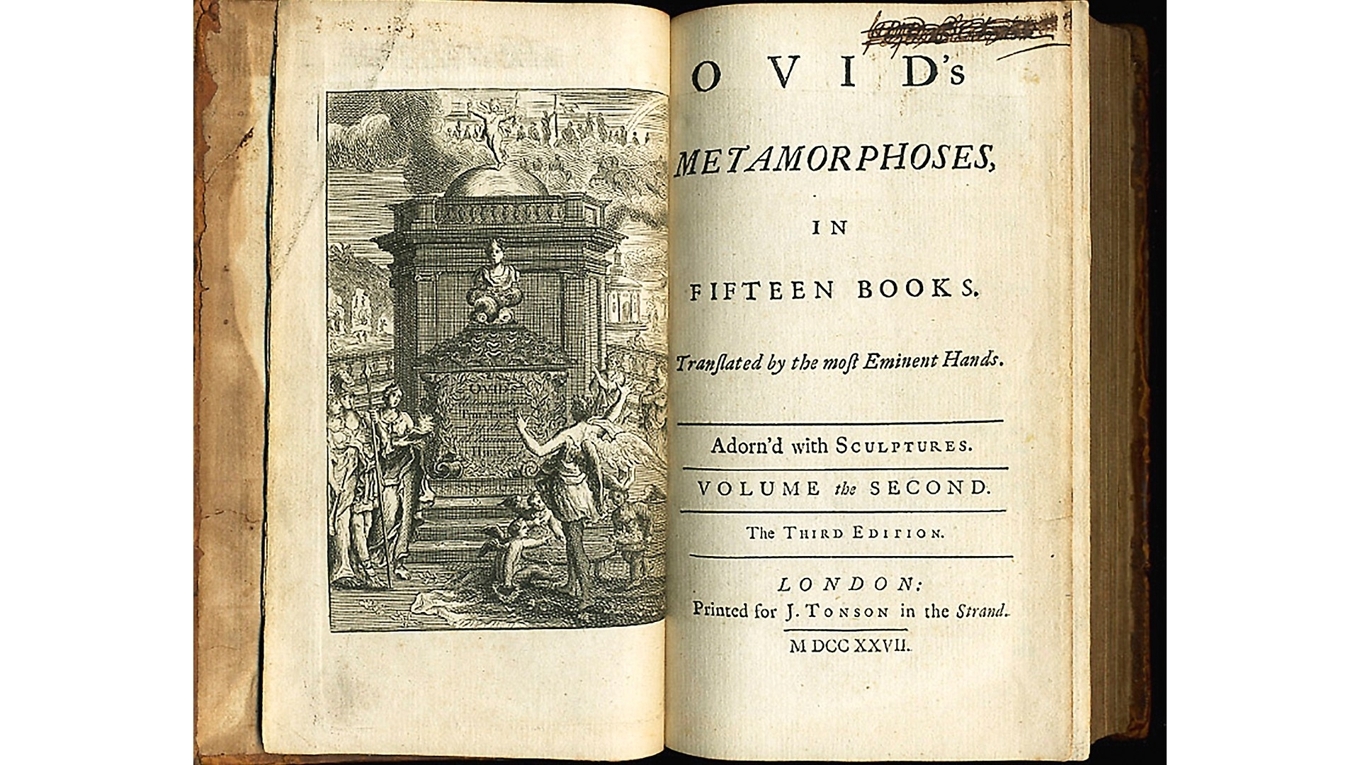 Metamorfoser – en klassiker bland klassiker. Här i en engelsk utgåva från tidigt 1700-tal.   
Foto: Public Domain