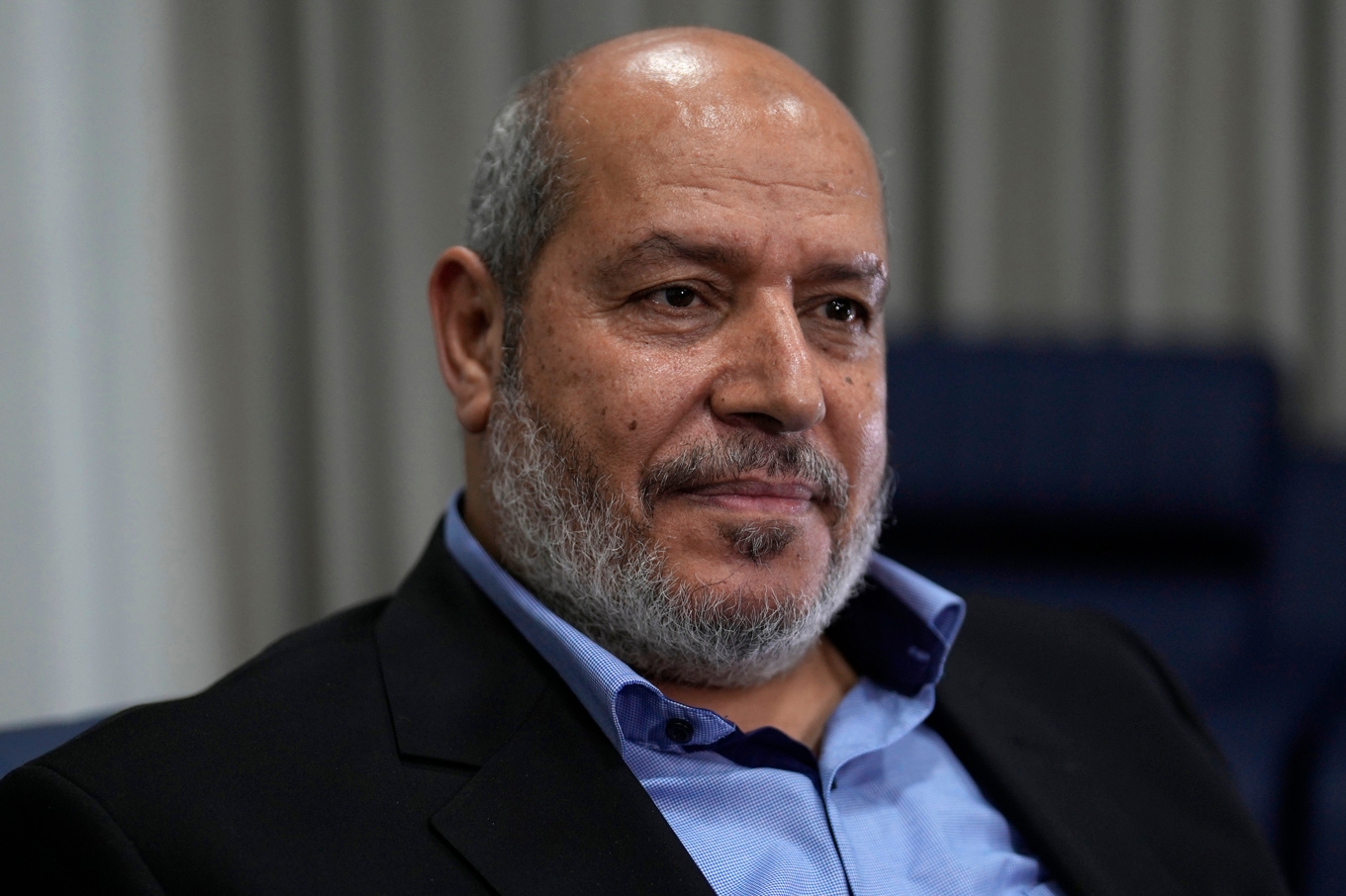 Khalil al-Hayya under en intervju 2024. Foto: Khalil Hamra/AP/TT