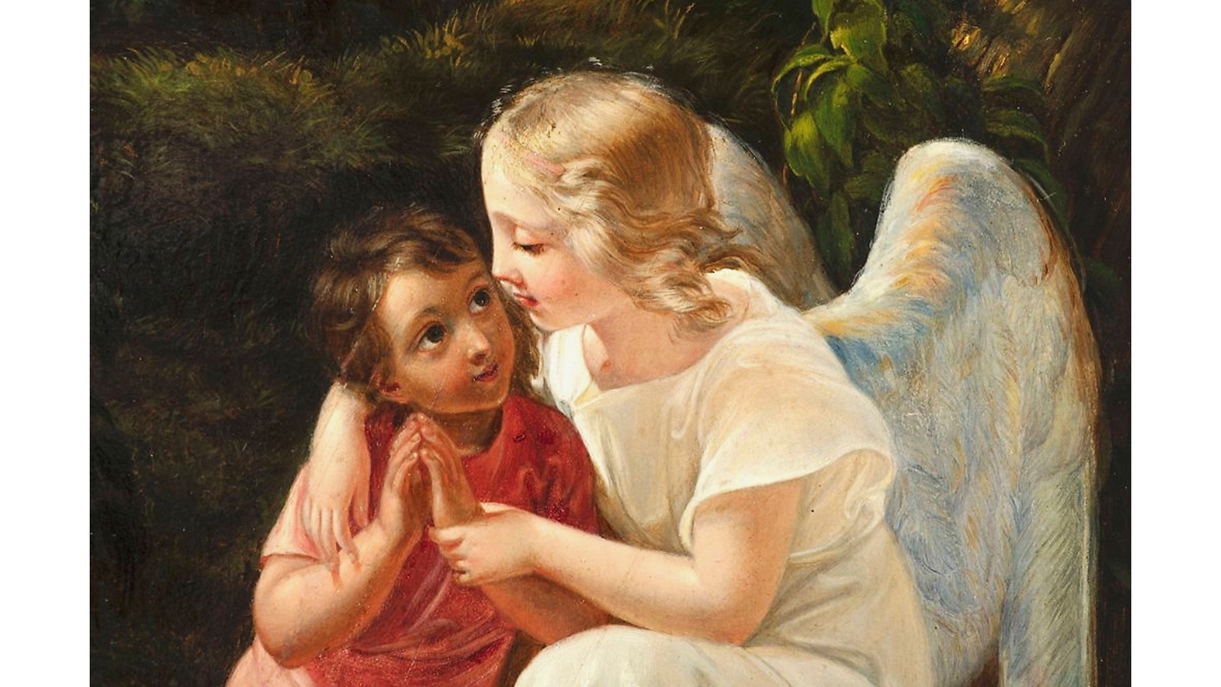 Enligt Thomas av Aquino är änglarna länken mellan människa och Gud. Målning av Johann Georg Meyer von Bremen (1813–1886). Foto: Public Domain