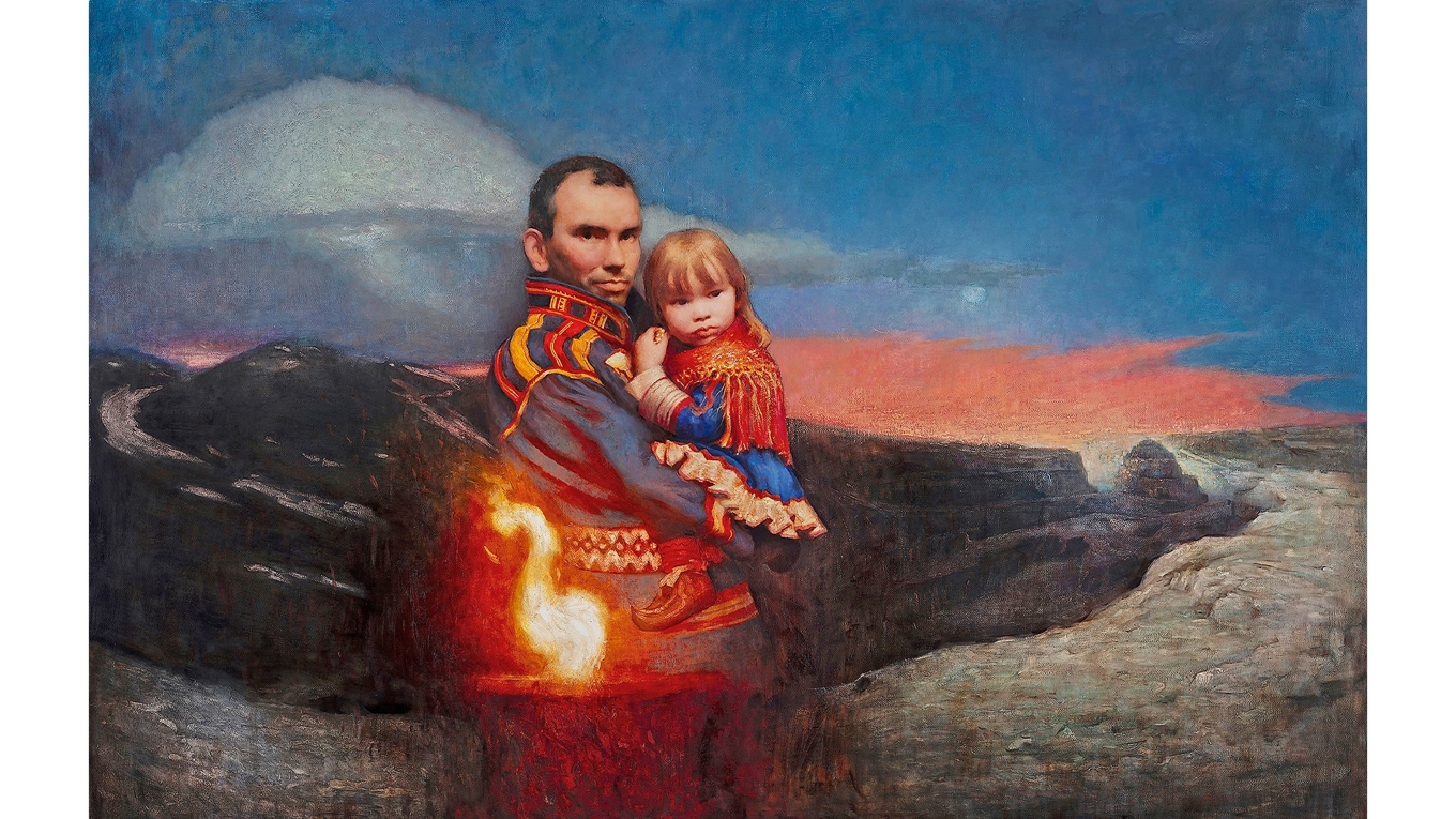 Målningen ”Árran” av Per Elof Nilsson Ricklund. Árran betyder ”härd”. Foto: Per Elof Nilsson Ricklund