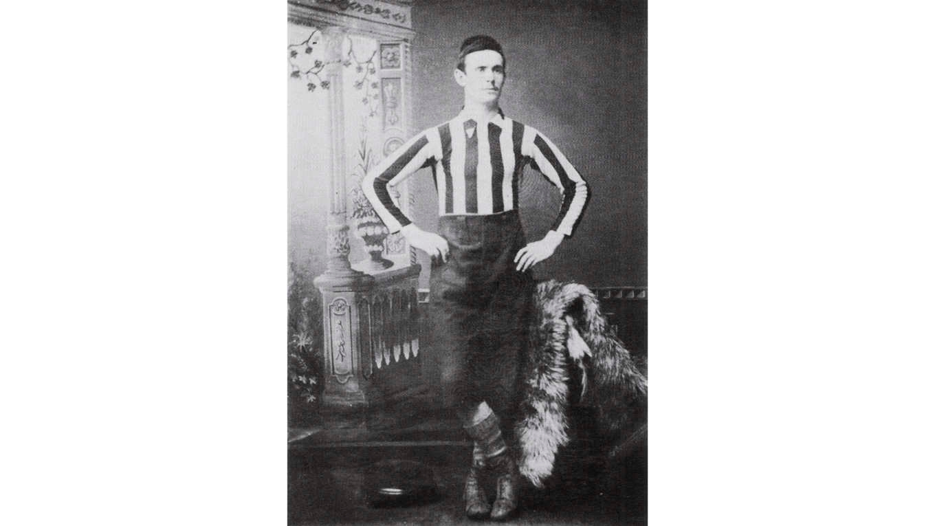 Nick Ross, profil i 1880-talets Preston men också död i unga år. Foto: Foto ur The History of Preston North End Football Club (2000)